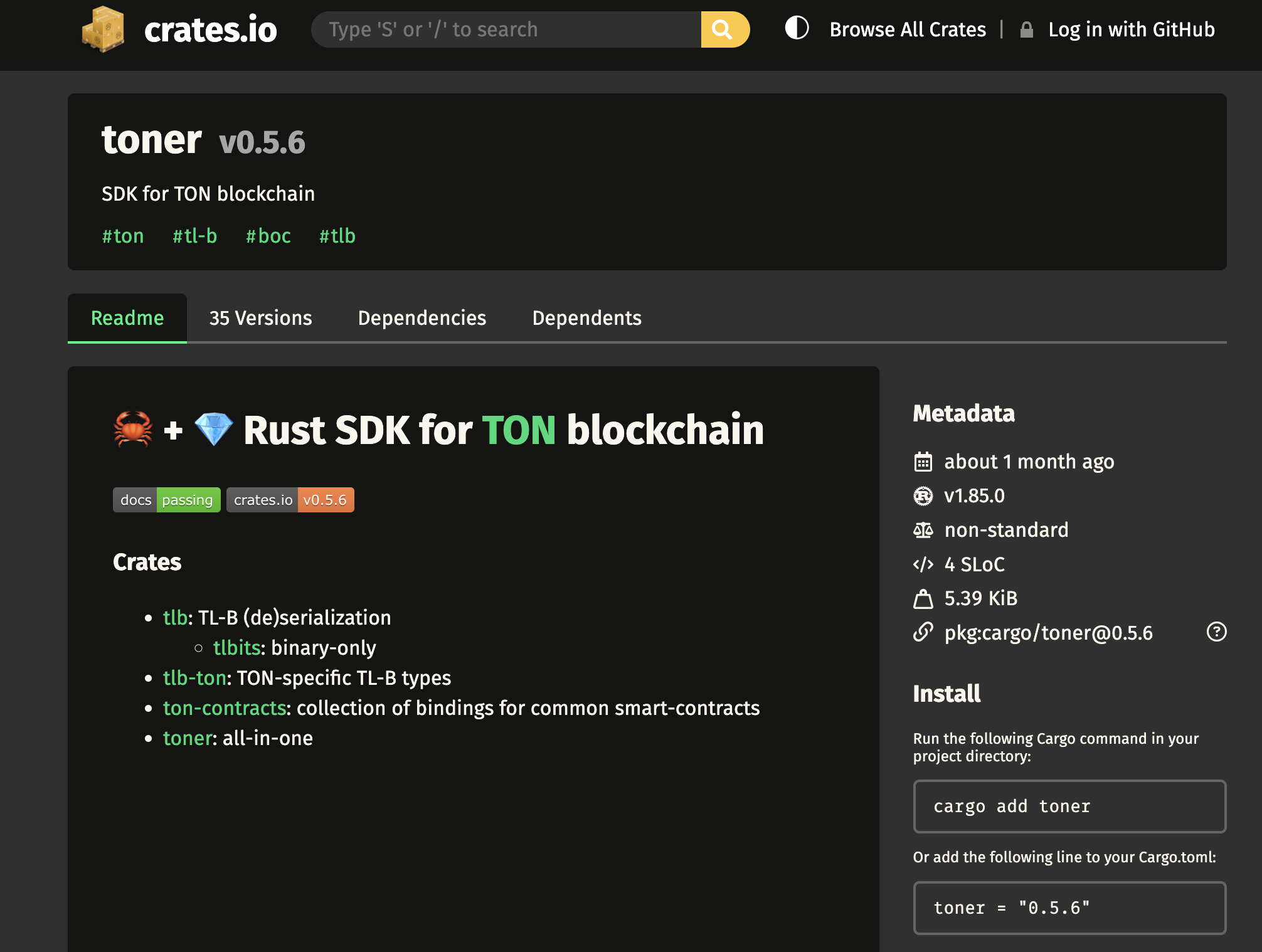 Toner - TON Blockchain Library
